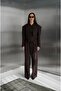 Brown Padded Shoulders Lined Design Jacket and Pants Bottom-Top Premium Set - 3