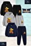 Children's Unisex Bear Patched Crowned 3-Piece Hooded Tracksuit Set