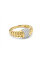 316L Steel Tarnish Resistant Jewelry Gold Color Zircon Stone Twist Baguette Women's Ring - 2