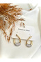 Crystal Stone Crescent Steel Earrings - 2