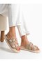 Multicolored Straw Double Buckle Women's Slippers