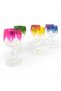 Colorful Crystal Stemmed Glass Set of 6 Glass Cut Patterned Presentation Glasses - 8