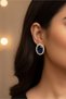 Navy Blue Oval Stone Earrings Choker Chain Gold Plated Henna Earrings Evening Dress Earrings 2.5 cm