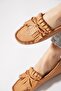 Rusten tassel buckle genuine leather women's flat shoes - tan leather - 4