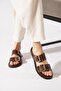 Tifeser Trocley Double Buckle Women's Slippers Brown Skin - 4