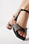Refister Stoned Low Platform Women's Evening Dress Heeled Shoes Black Patent Leather - 4