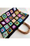 Lined Bamboo Handle Metallic Closure Knitted Women's Handbag 30X36 cm - 5