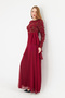 Women's Embroidered Long Sleeve Maxi Chiffon Evening Dress - 6
