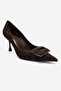 REBEL Brown Patterned Buckled Women's Heeled Shoes - 3
