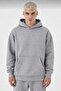 Gray Melange Men's Oversize Basic 3-Stripe Hooded Sweatshirt Emg3561 - 2