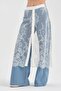 Women's Lace Skirt Detailed Front Buttoned Design Palazzo Jeans - 2
