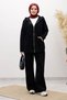 Zippered Hooded Denim Suit Tsd250250 Black