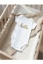 100% Cotton Hello Written Snap Fastener Baby Bodysuit - 4