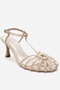 Gerald Beige Knitted Strap Women's Heeled Shoes - 3