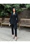 Black Brooch Detail Jacket and Pants Set - 6
