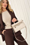 Sand Beige - Sand Plaid Line Square Women's Handbag Sp1271
