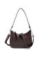 Coffee - Coffee Plain Women's Shoulder Bag Sp1259 - 5