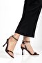 Women's Bitter Brown Patent Leather Blunt Toe Heeled Shoes - 4