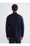Mg trenden navy blue standard fit Mock Neck men's knit cardigan - 4