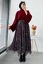 Asymmetrical Cut Lined Tulle Midi Skirt - Black Burgundy - 6