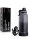 950ml Stainless Steel Water Bottle, Insulated Thermos Flask, Leakproof, Gym, Travel (Black)