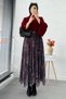 Asymmetrical Cut Lined Tulle Midi Skirt - Black Burgundy - 3