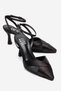 Estela Black Satin Mesh Detailed Women's Heeled Shoes