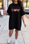 Plus Size Women's Cotton Short Sleeve Crew Neck Casual T-Shirt Dress