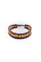 Brown Navy Blue Tan Genuine Leather Multi-Braid Men's Bracelet – with Magnetic Clasp-153 - 2