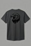 Cotton Eagle Back Print Smoked Basic Crew Neck Short Sleeve T-Shirt for Men - Women