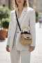Raffia Extra Light and Soft Rope Genuine Leather and Real Wood Handle Straw Women's Hand and Crossbody Bag - 2