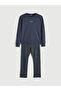 Mg Trend'En Navy Blue Standard Fit Men's Printed Pajama Set - 6