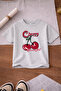 Cat and Cherry Printed 3-Pack Navy Blue-Grey-Red Girls' T-Shirts - 4
