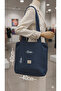 Navy Blue Color Women's Shoulder Bag Casual Unlined with Zipper