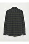 Giyçık Store Den Haki Regular Fit Wool Blend Gabardine Men's Plaid Shirt - 6