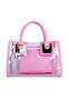 Women Pink Clear Hand Bag with Pouch - 4