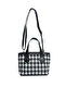 Women Black and White Houndstooth Pattern Handbag - 4