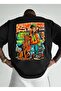 Scooby-Doo & Shaggy Graffiti Printed Oversize T-Shirt - 100% Cotton Single Jersey - Black Streetwear Tee