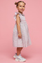 Girl's Pink Floral Print Flared Dress with Peter Pan Collar Neck and Flutter Sleeves - 4
