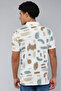 Men's White Patterned Polo T-Shirt with Short Sleeves - 4