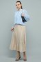Women's Blue Jacquard Top with Mandarin Collar and Balloon Sleeves - 2