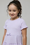Girl's Purple Textured Tiered Dress with Crew Neck and Short Sleeves - 4