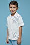 Boy's Cream Embroidered Shirt with Revere Collar and Short Sleeves - 3