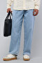 Men's Blue Washed Straight Fit Jeans with Elastic Waist - 3
