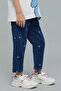 Girl's Dark blue Embroidered Straight Fit Jeans With Button Closure - 2