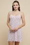 Women's Pink Floral Printed Strappy Nightdress with V-Neck