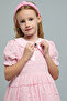 Girl's Pink Embroidered Dress with Peter Pan Collar and Puff Sleeves - 5