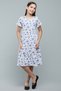 Girl's Blue Printed Tiered Dress with Cre Neck and Short Sleeves