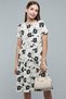 Girl's Beige Floral Tiered Dress with Crew Neck and Short Sleeves