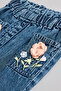 Boy's Blue Embroidered Mom Fit Jeans with Elastic Waist - 2